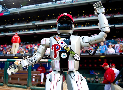 "robot on Phillies field"